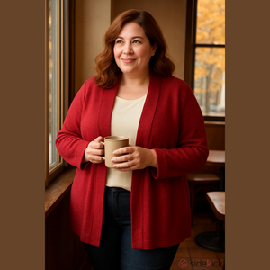 Talbots 100% Merino Wool Red Peplum Open Front Cardigan Sweater Women's 1X